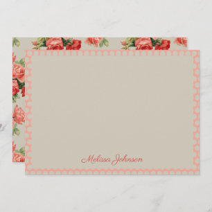 Pink Roses Floral Elegant Girly Personalised Card
