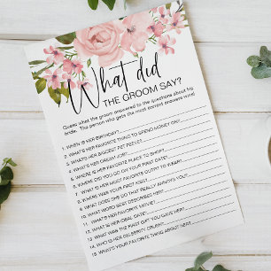 Pink Roses Floral Game What Would the Groom Say Flyer