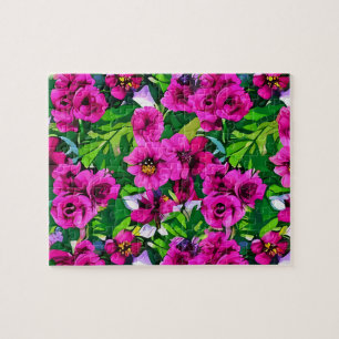Pink Roses Floral Jigsaw Puzzle
