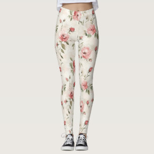 Pink Roses Floral  Leggings