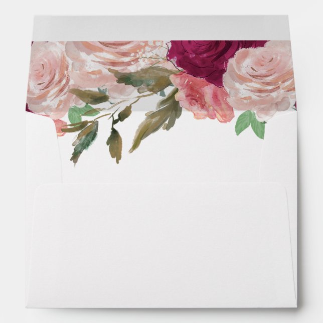 pink roses floral lined invitation envelopes (Back (Bottom))