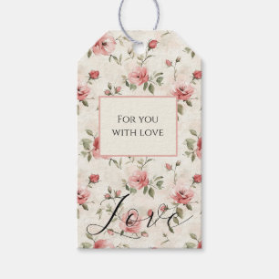 Pink Roses Floral Love Bridal Shower Gift Tags