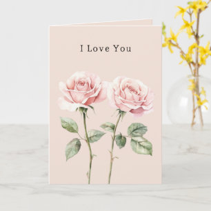 Pink Roses Floral Love Card