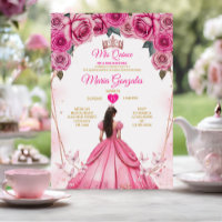 Pink Roses Floral Mis Quince 15 Anos Quinceañera