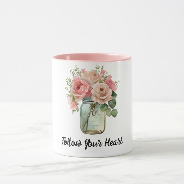 Pink Roses Floral Mug (Center)