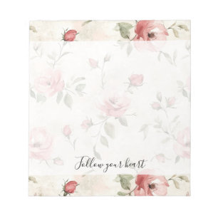 Pink Roses Floral  Notepad
