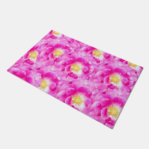 Pink roses floral pattern doormat