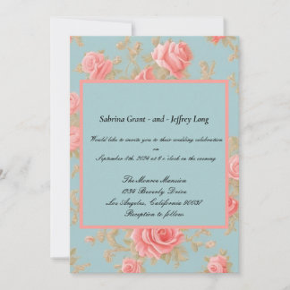 Pink Roses Floral Pattern Invitation