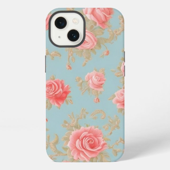 Pink Roses Floral Pattern iPhone Case (Back)