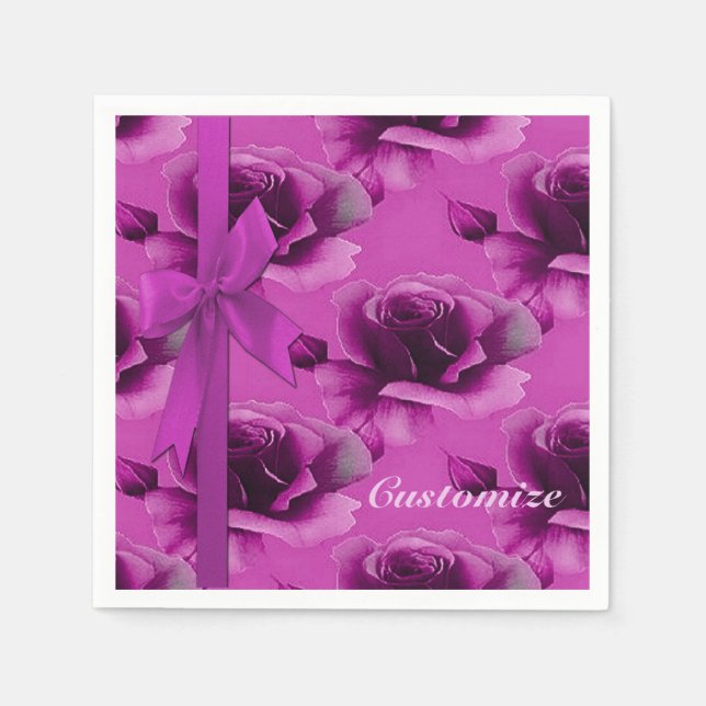 Pink Roses Floral Pattern Napkins (Front)