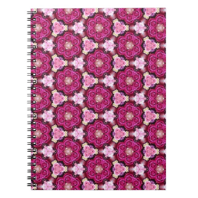 Pink roses floral pattern notebook (Front)