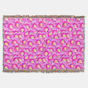 Pink roses floral pattern throw blanket