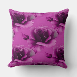 Pink Roses Floral Pattern Throw Pillow