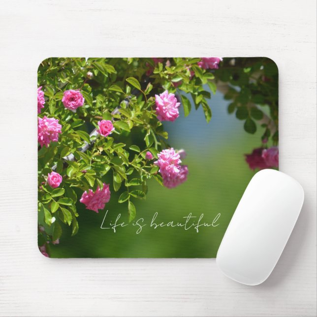 Pink Roses Floral (photography by me) Mouse Pad (With Mouse)