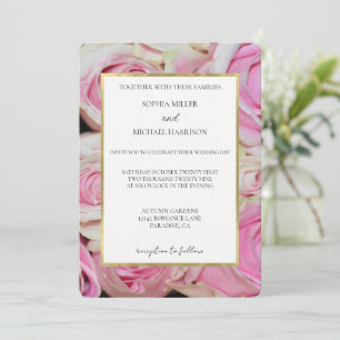 Pink Roses Floral (photography by me) Wedding Invitation