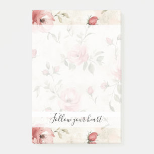 Pink Roses Floral Post-it Notes