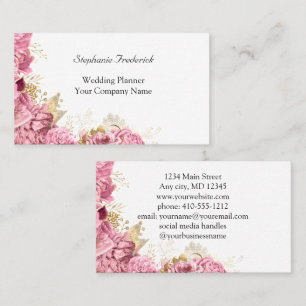 Pink Roses Floral Small Business Business Card