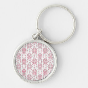 Pink Roses Floral Style Damask Pattern Key Ring