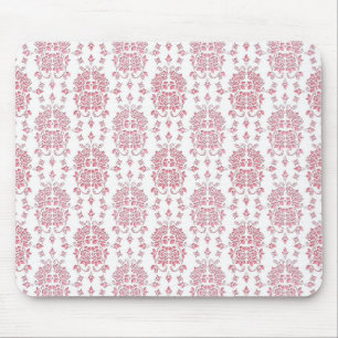 Pink Roses Floral Style Damask Pattern Mouse Pad