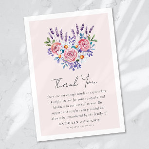 Pink Roses Floral Sympathy Funeral Thank You Card