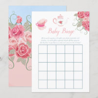 Pink Roses Floral Tea Party Baby Shower Baby Bingo