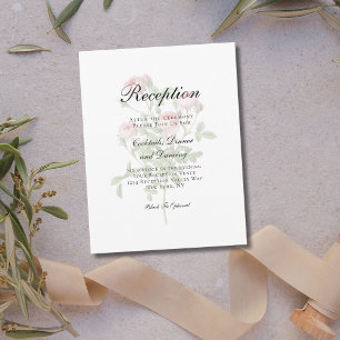 Pink Roses Floral Traditional Wedding Reception Enclosure Card