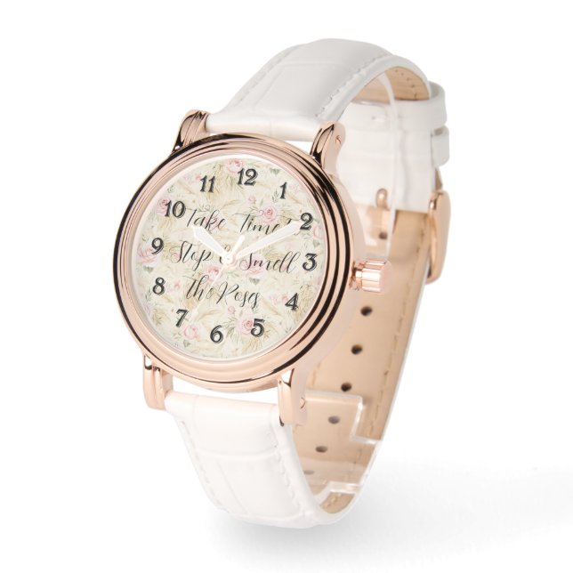Pink Roses Floral Watch (Angle)