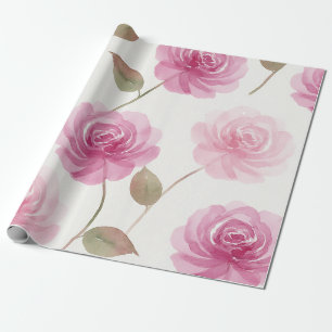 Pink Roses Floral Wrapping Paper