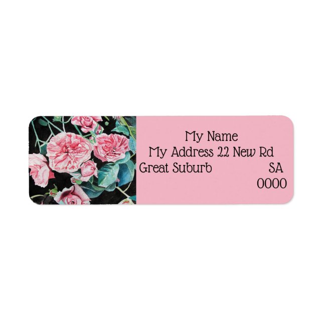 Pink Roses flower floral Return Address Labels (Front)