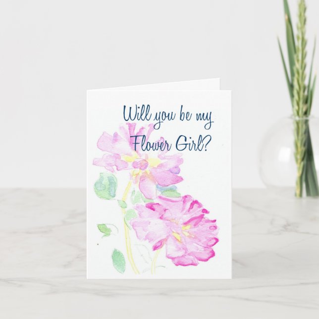 Pink Roses Flower Girl Request Invitation (Front)