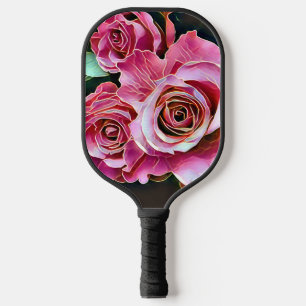 PINK ROSES FLOWERS PICKLEBALL PADDLE