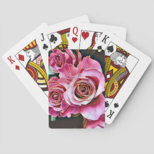 PINK ROSES FLOWERS PLAYING CARDS
