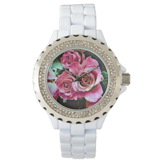 PINK ROSES FLOWERS WATCH (Front)