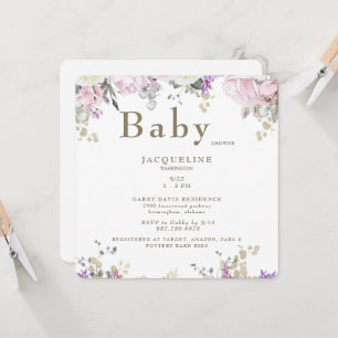 Pink Roses for Baby Shower Invitation