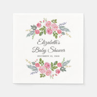 Pink roses. Garden flowers. Floral baby shower