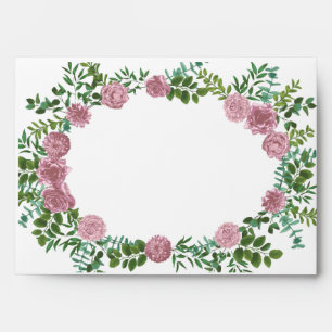 Pink Roses Garden Spring Wedding Envelope