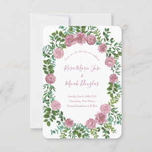 Pink Roses Garden Spring Wedding Invitation