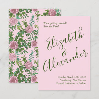 Pink Roses Garden Spring Wedding Invitation