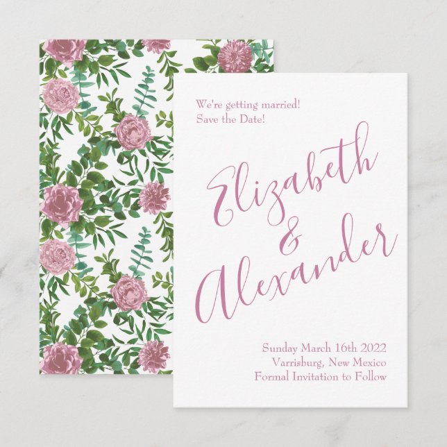 Pink Roses Garden Spring Wedding Invitation (Front/Back)