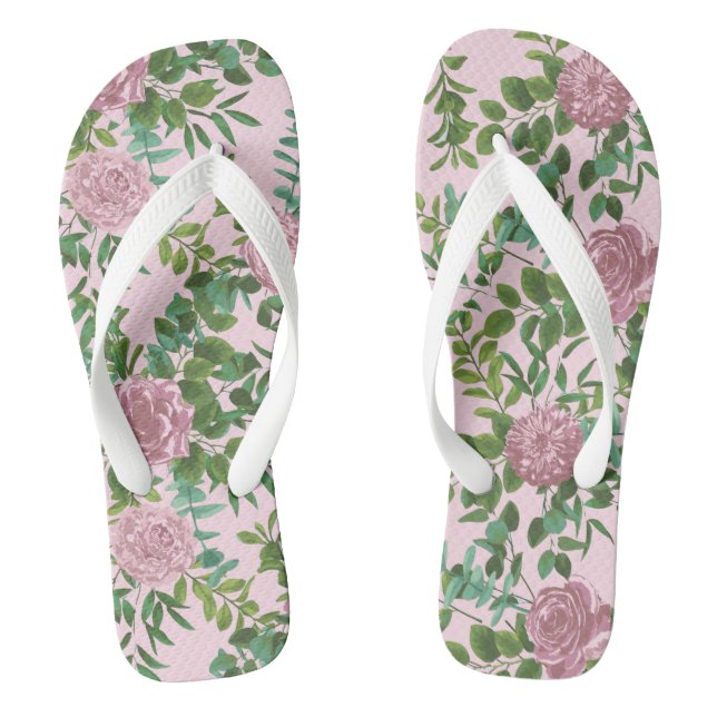Pink Roses Garden Spring Wedding Jandals (Footbed)