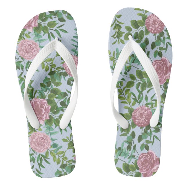 Pink Roses Garden Spring Wedding Jandals (Footbed)