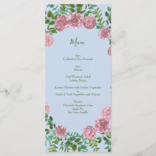 Pink Roses Garden Spring Wedding Menu