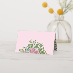 Pink Roses Garden Spring Wedding Place Card