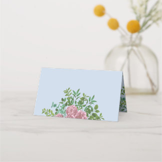 Pink Roses Garden Spring Wedding Place Card