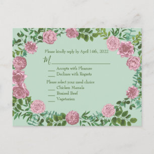 Pink Roses Garden Spring Wedding Postcard