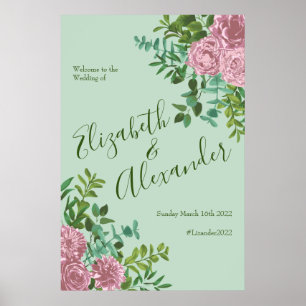Pink Roses Garden Spring Wedding Poster