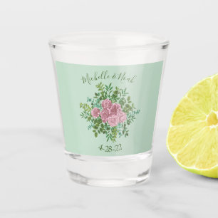 Pink Roses Garden Spring Wedding Shot Glass