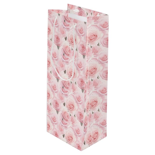 Pink Roses Gift Bag (Front Angled)