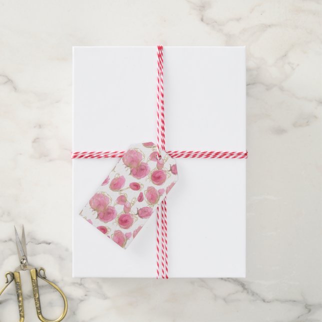 Pink roses gift tags (With Twine)
