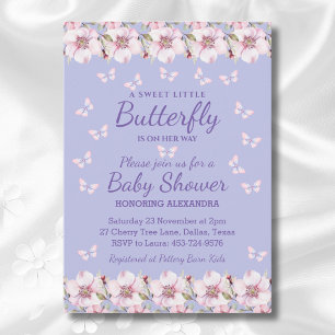 Pink Roses Girl A Little Butterfly Baby Shower Invitation